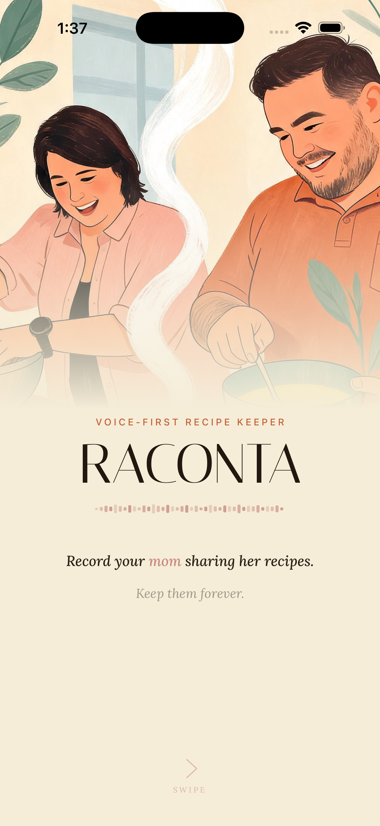 Raconta app — voice-first recipe keeper